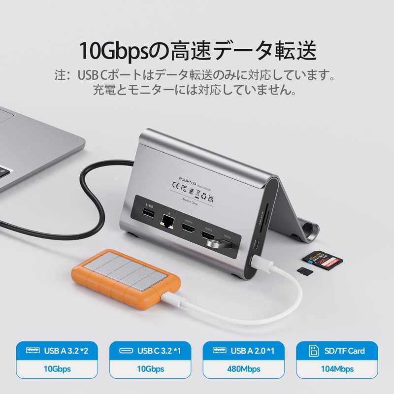 PULWTOP USB C Docking Station Dual 4K Monitor for MacBook