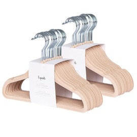 3 Sprouts Velvet Baby Hangers - Non-Slip, Durable Infant Toddler Kids Hangers - Baby Clothes Hangers for Closet, Kids Coat Hangers - Pack of 30 - Hazelnut