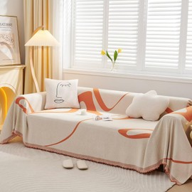 VClife Dog Couch Cover Sofa Cover for 3 Cushion Couch Sofa, Washable Sofa Protector Love Seat Cover with Tassel, Non Slip Pet Couch Slipcover for 3 Seat, Caramel Furniture Couch Cover, 71'x134''