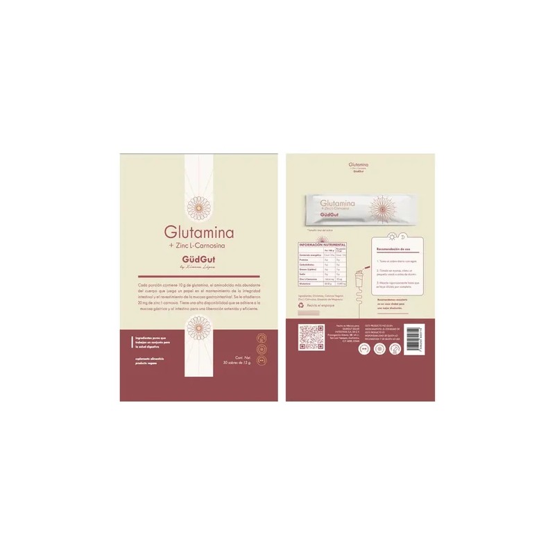 Gudgut Glutamina Zinc L-carnosina Sobres Glutamine Zinc L-Carnosine Supplement, 30