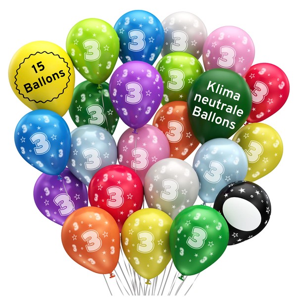 Organic Balloons, 3rd Birthday, Pack of 15, Made in the