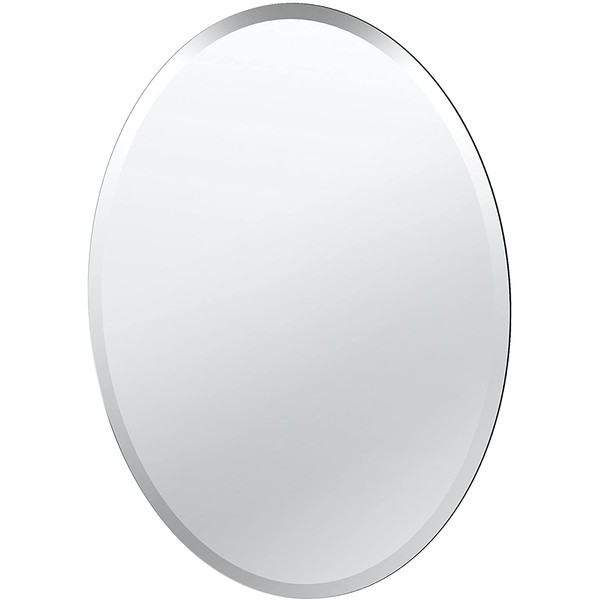 Gatco 1800 Flush Mount Frameless Oval Mirror, 26.5" H x 19.5" W, Silver