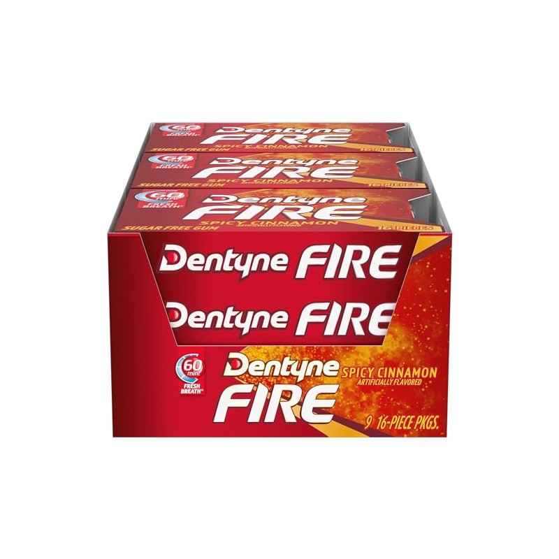 Dentyne Fire Sugar-Free Gum (Spicy Cinnamon, 16 Piece, Pack of