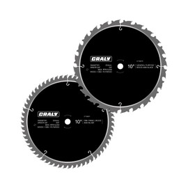 CRALY 10 Inch 24&60 Teeth General Purpose/Fine Finish Wood Cutting Circular Saw Blade, 5/8 Inch Arbor, for Table Saw & Miter Saw, Carbide Tipped, Thin Kerf, for Cutting Plywood, MDF, OSB, Laminated