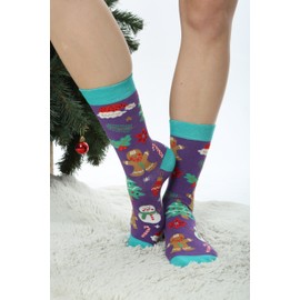 Colourful Funny Socks Women's Christmas Socks Animal Pattern Cartoon Stockings Cotton Christmas Socks Size 36-42, 5 Pack 02