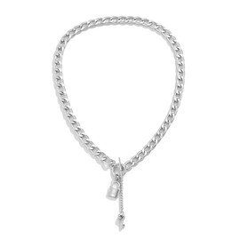 Vurotry Gold Lock Necklace for Women Key Lock Necklace Gold Hanging Key Necklaces Bold Declaration of Fashion Thick OT Buckle Padlock Necklaces Jewelry, 17.7 IN, Metal, No Gemstone