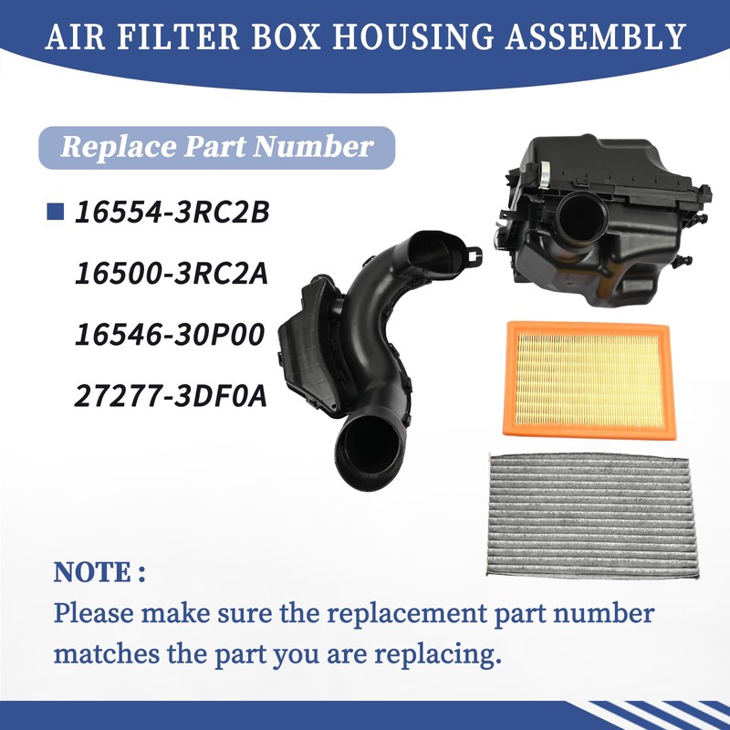 Getfarway 16554-3RC2B 16546-30P00,Air Cleaner Box Housing w/Air Inlet Duct &