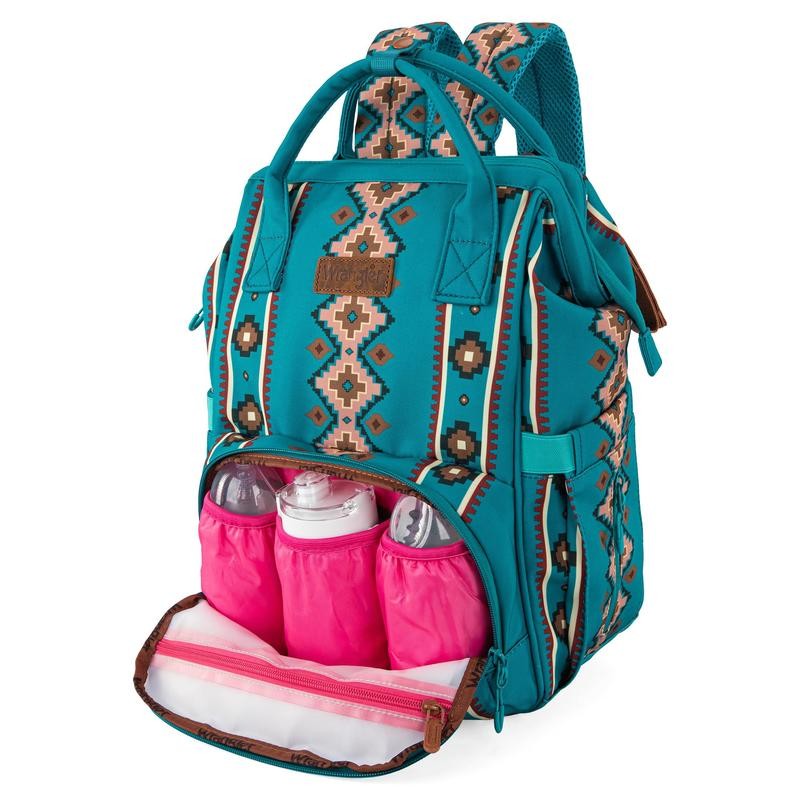 Wrangler Western Diaper Bag Aztec Backpack Organized Daypack-Cowgril Fashion:_Cherry
