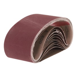 sourcing map 12pcs 3" x 21" Sanding Belts 400 Grits Aluminum Oxide Abrasive Belt Sander Paper Sanding Papers for Metal Wood Grinding Polishing, Reddish Brown
