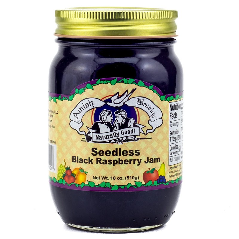 Amish Wedding All Natural Seedless Black Raspberry Jam 18 Ounces