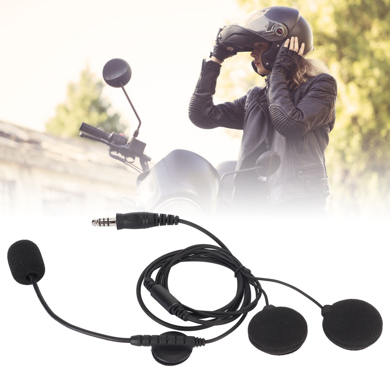 Motorbike Full Face Helmet Earpiece Mic 7.1mm Plug Two Way