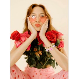 MOLOCH Valentine's Day Beaded Bracelet for Women Pearls Conversation Heart Candy Charms Bracelet Love Stretch Bracelet Valentines Decorations Holiday Jewelry Gifts