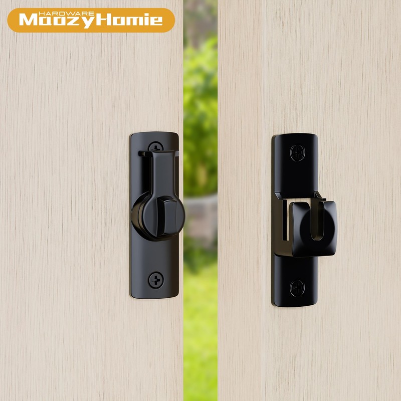 MaozyHomie Flip Door Latch, 90/180 Degree Barn Door Latch, Black