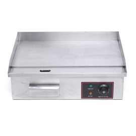 LIAPDG 110V/60Hz Electric Griddle, 1.6Kw Stainless Steel Flat Top Grill Small Electric Grill Commercial Electric Outdoor Griddle with Baffle Temperature Control at 50-300℃