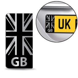 Skino Eu® 2 x Vinyl Sticker Number Plate UK UK National Flag Union Jack JDM Silver Tuning Car Motorcycle Stickers EU QV 43