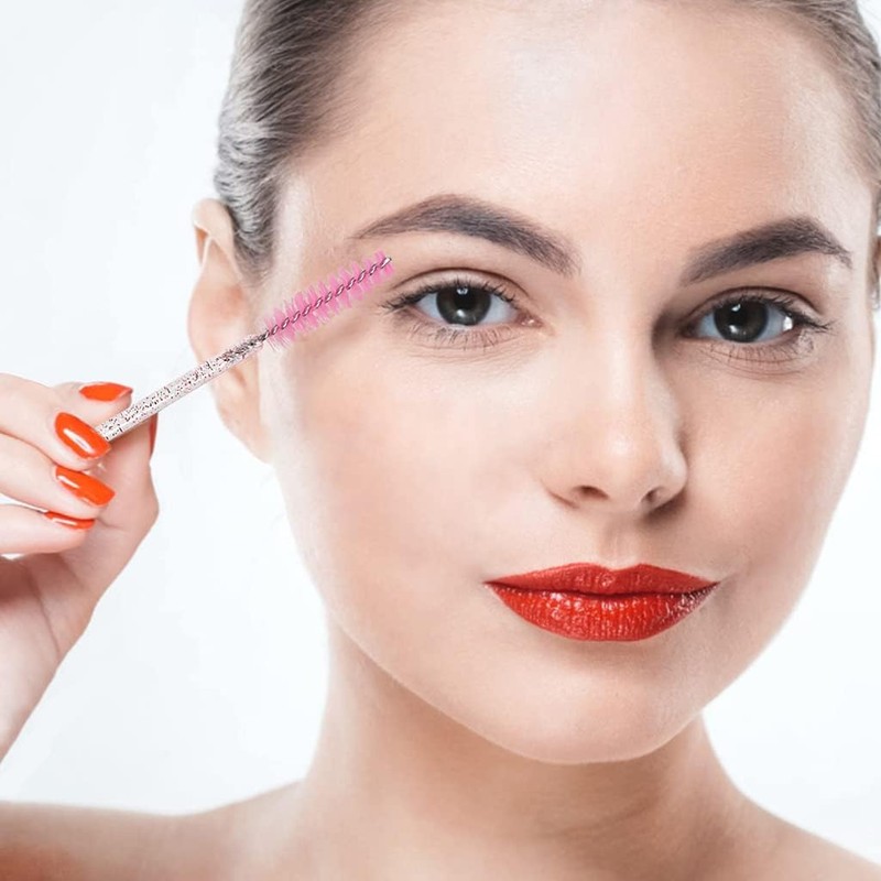 100 Stück Wimpernbürste, Wimpernbürstchen, Wimpern Bürstchen, Einweg-Kristall-Augenpinsel, für Wimpernverlängerungen, Augenbrauenkonturen