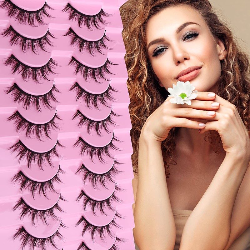 cobee 13 mm False Eyelashes, 10 Pairs Thin Manga Eyelashes,