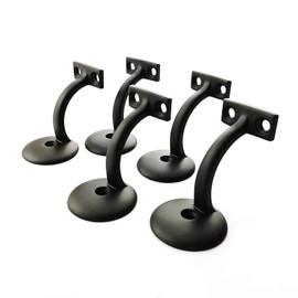 Langdoly- 3" Solid Heavy Duty Round Base Handrail Brackets for Staircase-Pack of 5 (Satin Black)