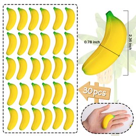 SALACOOL 30 Pcs Banana Stress Toys Party Favors,Stretchy Banana Stress Relief Toys Fidget Anxiety Relief Squeeze Balls Bulk,Mini Banana Toy Birthday Decoration Party Supplies