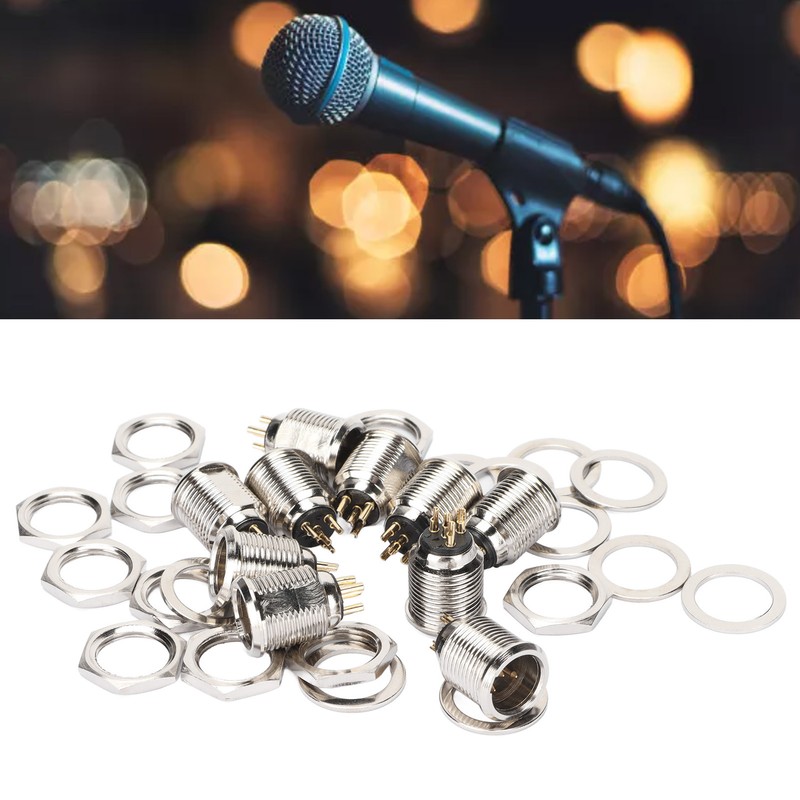 10Pcs XLR Male Socket 4 Pin Metal Panel Mount Male