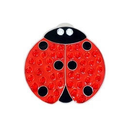 NAVIKA Crystal Golf Ball Marker & Hat/Visor Clip - Lady Luck (Lady Bug)