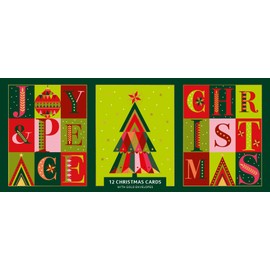 Marie Curie Charity Christmas Cards, Scandi Luxury Triple Design, Pack of 12 with Envelopes, 12.2x9.5cm, FSC Board, Christmas Tree, Joy and Peace