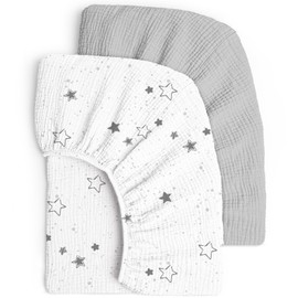 Lulu moon Muslin Crib Sheets - Fitted Crib Mattress Sheets for Boys and Girl - 28"x 52", 2 Pack