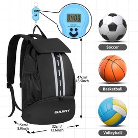 EULANT Football Backpack with Shoe Compartment, Multifunctional Backpack with Bottom Compartment, Waterproof Sports Bags for Basketball, Volleyball, Swimming, Training, Beach, Yoga