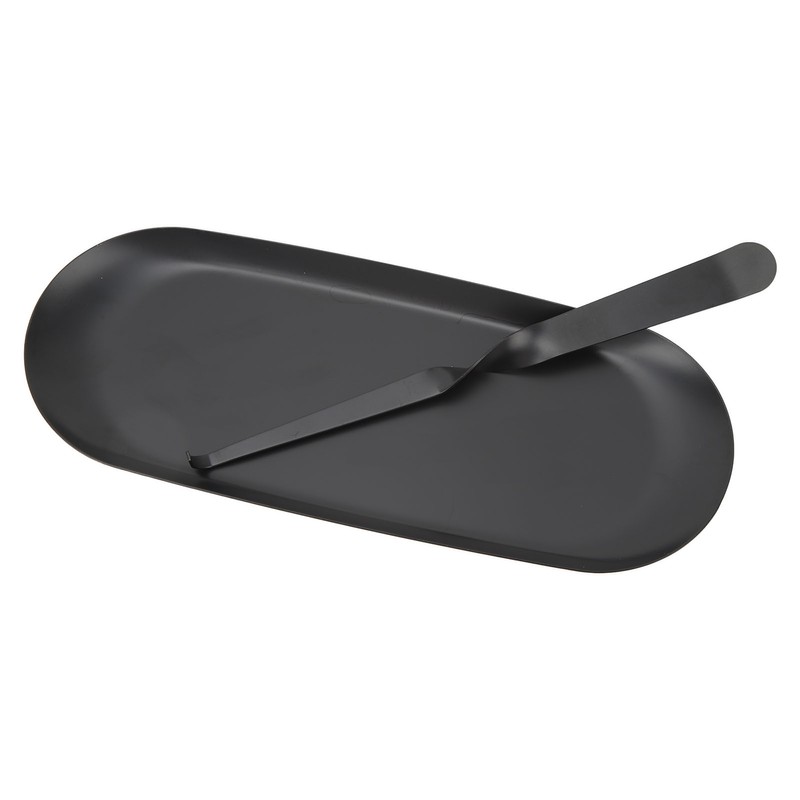 Candle Holder Tray with Wick Dipper Decorative Oval Shape Mattee