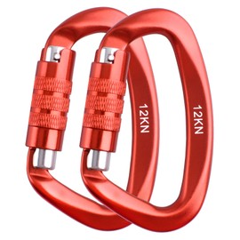 Azarxis Carabiner Quick Release with 1200 kg Load Capacity, Rustproof and Ultralight, Aluminium Carabiner Hook Keyring for Hammock, Camping, Fishing (Screw Cap - Orange)