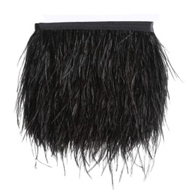 Natural Ostrich Feather Fringe Trim - Feathers Sewing Crafts Decor for Dress Costume 4-6 inches 2 Yards Erikord(Black)