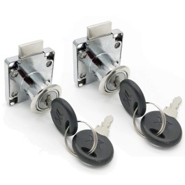 Desk Lock for Drawer & Cabinet, 22mm(7/8”) Cylinder Length, 19mm(3/4") Bore, Polished Chrome, Keyed Different, 2Pack