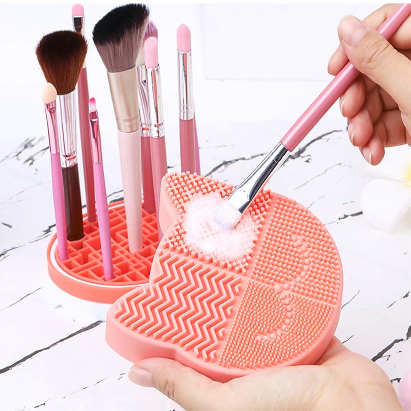 Alfombrilla de silicona para limpieza de brochas de maquillaje con