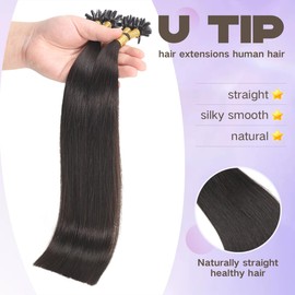 Sindra U Tip Hair Extensions Real Human Hair Color Natural Black 20 Inch 50 Grams 50 Strands/Pack Straight New Generation Keratin Fusion Extensions（Utip#1b-20inch）