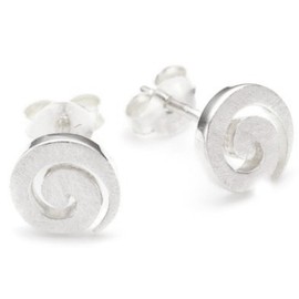 Vinani OSP Spiral Stud Earrings, Brushed Sterling Silver 925