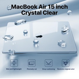 Macaset for MacBook Air 15 inch Case | M5 M4 M3 M2 2026-2023 | 100% Crystal Clear | 1mm Ultra-Thin Armor | Protective Hard Shell Cover | Laptop A3448 A3241 A3114 A2941