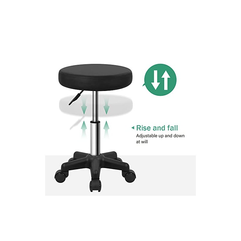 FURWOO Round Rolling Stool Height Adjustable Stool with Wheels for