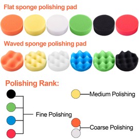 SIQUK 23 Pieces 7 Inch Buffing Pads Car Polisher Bonnets Foam Polishing Pad Kit Wax Buffer Polish Pads Car Buffer Attachment for Drill