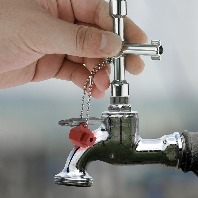 DURATECH 4 Way Sillcock Key with Bit, Multi-functional Water Key,