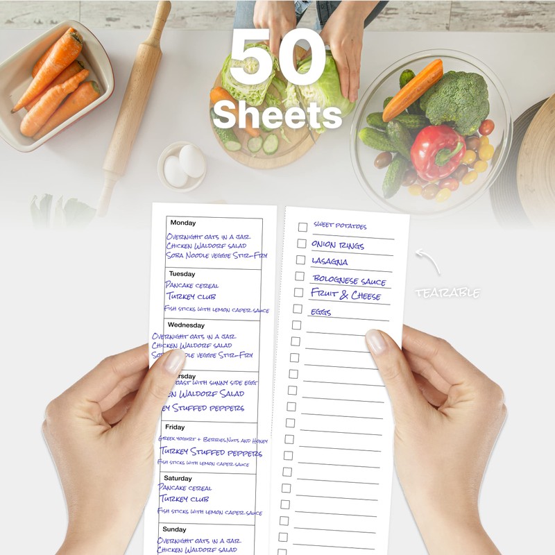 Meal Planning Notepad - 50 Sheets Perforated Weekly Meals Planner,