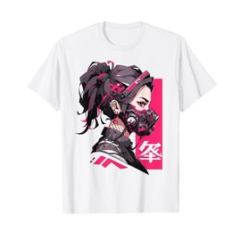 Anime Manga Mask Girl Cyberpunk Aesthetic Techwear Harajuku T-Shirt