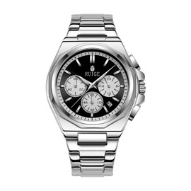 RUIGE New Multi Functional Men's Quartz Watch with Three Eyes and Six Needles, Fashionable Men's Night Light Waterproof Trendy Watch N19 (Black)