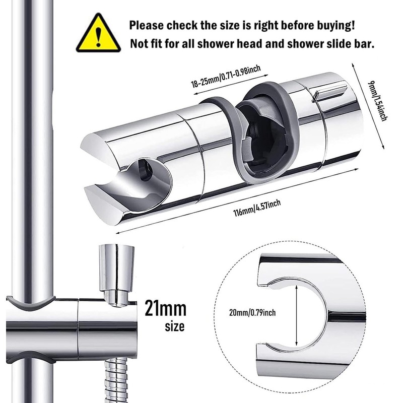 Adjustable Shower Head Holder for Slide Bar,Universal 18-25MM O.D. Rail