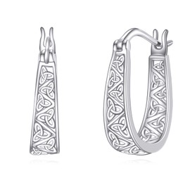 VONALA Celtic Hoop Earrings 925 Sterling Silver Celtic Knot Huggie Earrings Irish Viking Jewelry for Women Men 18mm