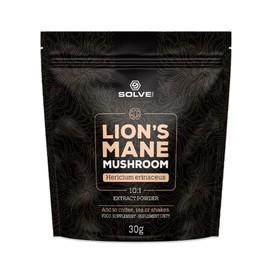 Solve Labs® Lion's Mane Powder, Premium Quality, 100% Fruit Body, 45% Beta-D Glucans, 10:1 Extract, No Additives, 30G, 500 MG/Portion, 1 Month Supply, 60 Servings, Hericium Mushroom Powder