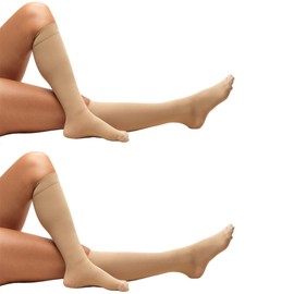Truform Embolism Surgical Stockings, Knee Length Closed Toe 18 mmHg Stockings, Beige, Medium (Pack of 2), (8808BG-M 2PK)