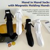 SUWIWKKOA 2 Pairs Magnet Socks Holding Hands Funny Couple Socks