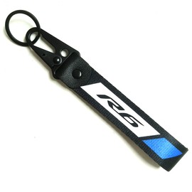 Motorcycle Metal Key Holder Chain Tag With Stamp Logo Nylon Rope Compatible With Yamaha YZF R6 YZFR6 636, Black, free