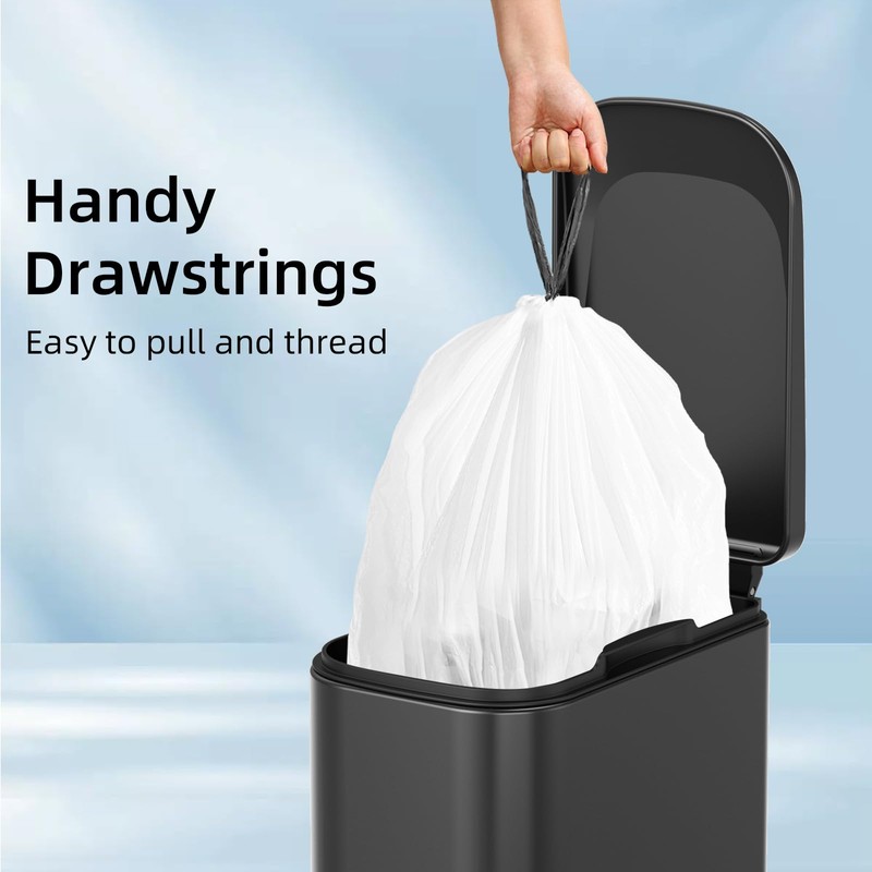 120 Counts 1.6 Gallon Mini Drawstring Trash Bags, Small Garbage