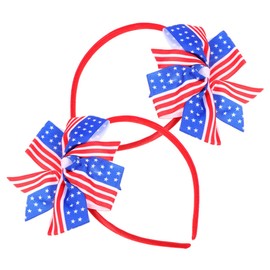 Baluue 2pcs Flag Headband Bow Patriotic Hair Accessories for Independence Day Celebrations Flexible Soft Vibrant Colors for Boys